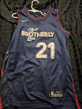 Nike Navy City of Brotherly Love 21 Basketball Jersey with Red Trim